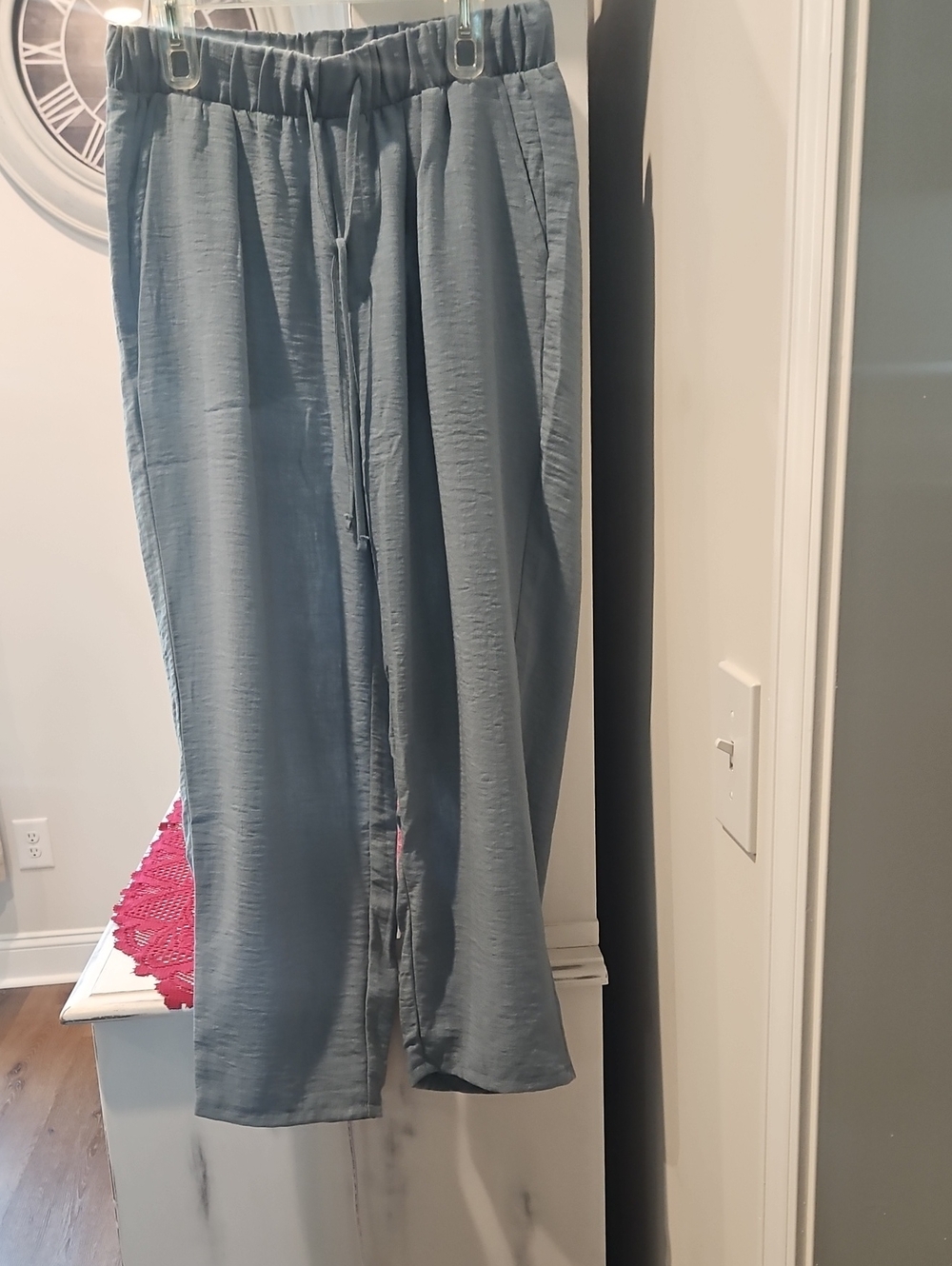 Zenana Dusty Blue Elastic-Waist Wide Leg Pants